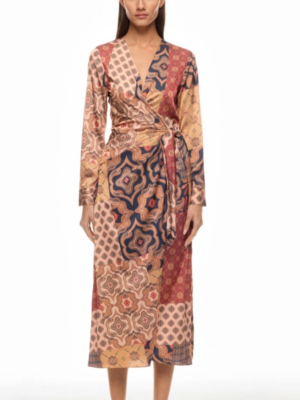 MISA Los Angeles Eliza Patchwork Wrap Dress size XS